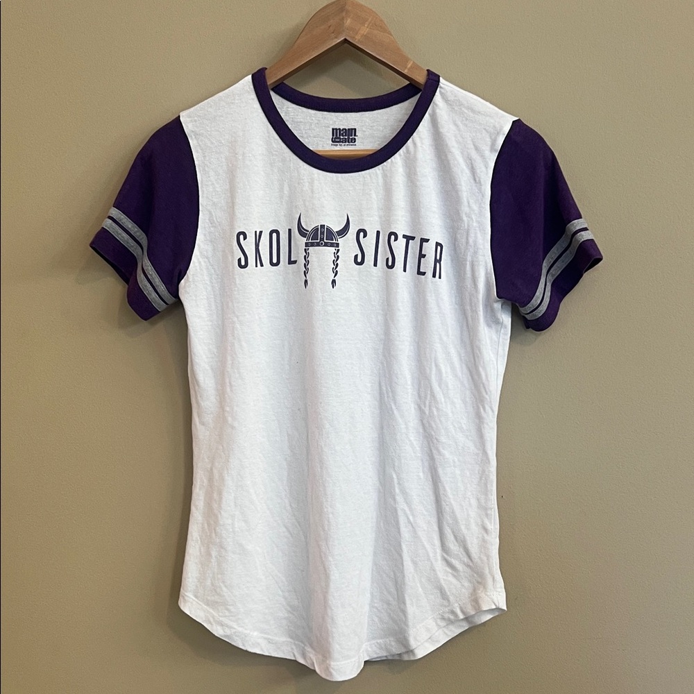 Skol Sister White and Purple Minnesota Vikings Women's Tee